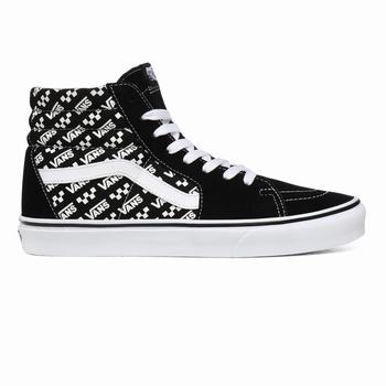 Vans Logo Repeat Sk8-Hi - Miesten Korkeavartiset tennarit - Mustat/Valkoinen